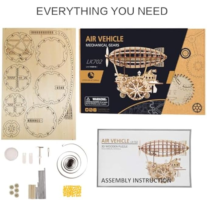 ROKR 3D PUZZLES FOR ADULTS, DIY WOODEN MODEL KITS FOR ADULTS TO BUILD, GIFT FOR ADULTS MEN WOMEN, AIR VEHICLE BUILDING KITS, AGES 14 AND UP - AIRSHIP - Image 4